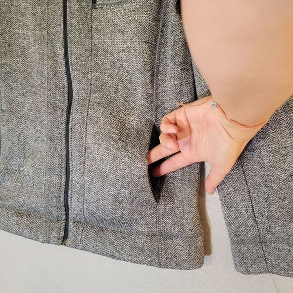 Marc New York Herringbone Zip Front Jacket Womens M Becket Fleece Lined Pockets - Picture 5 of 12
